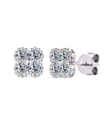 Bloom Four Clover Moissanite Stud Earrings